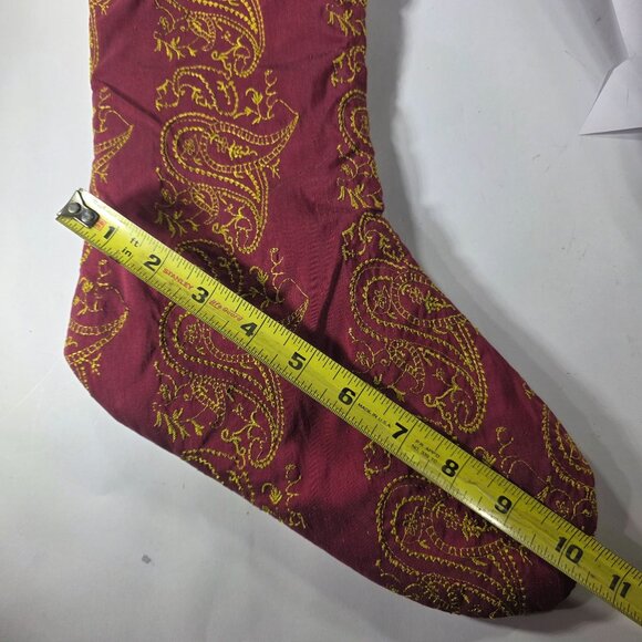 Set Of 4 stockings red Gold embroidered Christmas Velvet Cuffs Paisley Design - Picture 8 of 11